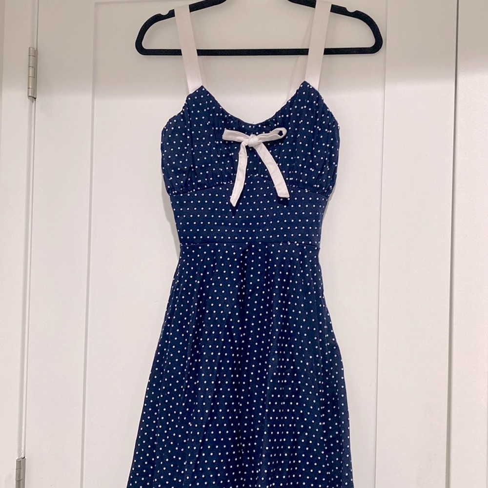 Beautiful navy polka-dot pinup dress